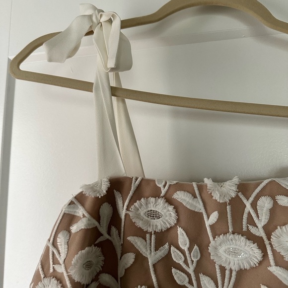 Jarlo Petite All Over Embroidered Lace Maxi Dress With Tie Shoulder Detail - Picture 7 of 8